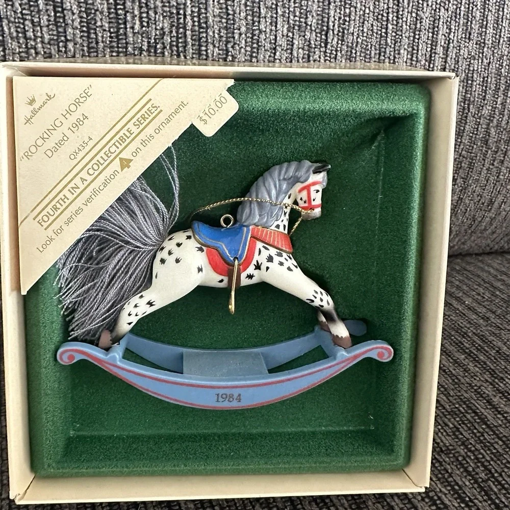 Lot / 6 Vintage Hallmark Rocking Horse Series 2, 4 + Keepsake Christmas Ornament